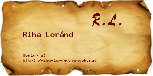 Riha Loránd névjegykártya