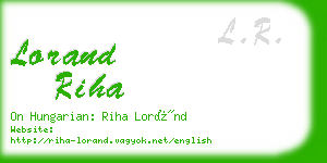 lorand riha business card